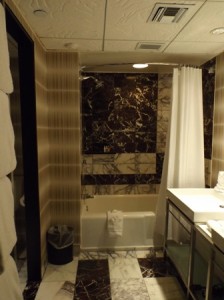 Still the same marble tile.  Nice H20+ toiletries come with this room too.  