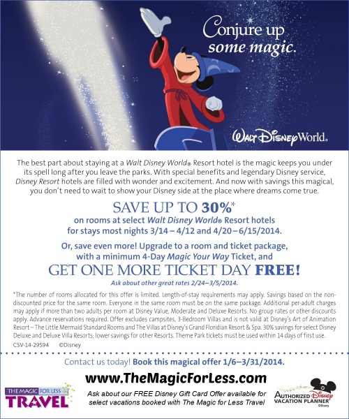 Save up to 30% at Walt Disney World
