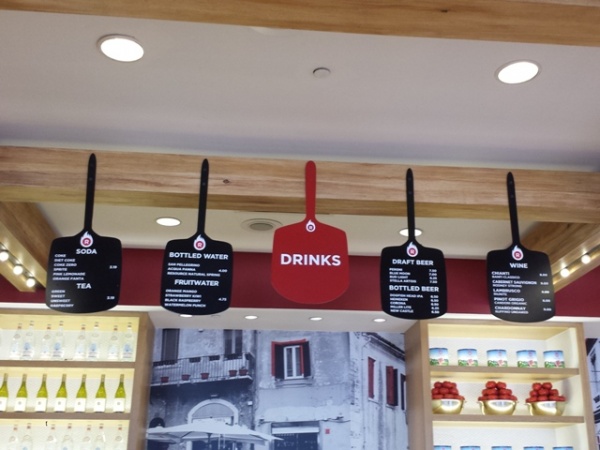 Beverage choices at Red Oven Pizza Bakery-June 2014