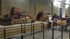Luggage detail in Kings Cross Station queue