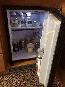 A mini-fridge can keep all of your beverages cold.