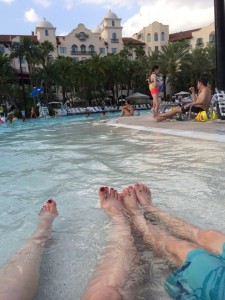 Relaxing in the pool after a long day of touring the parks is a perfect way to end the day!