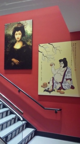Artwork in the stairwell. Art in Stairwell area at The Cowfish