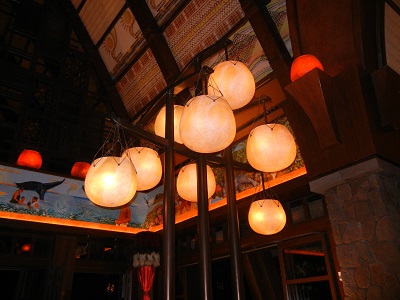 Gourd lights in the lobby