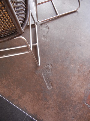 Footprints in floor