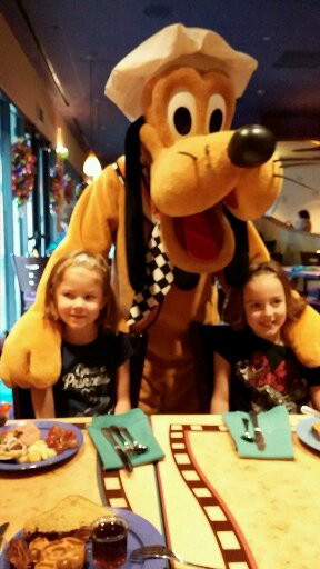 Abbie and Maddie at Goofy's Kitchen.