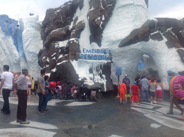 Empire of the Penguin Entrance to this new and very popular ride