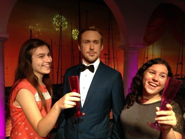 Enjoying a bit of champagne with Ryan Gosling