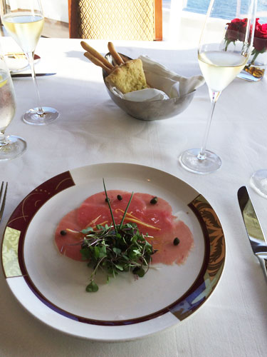 Tuna Carpaccio and Lemon Oil Dressing paired with Ferrari Brut ‘11