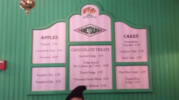 Honeydukes Bakery Treats Menu Board June 2015