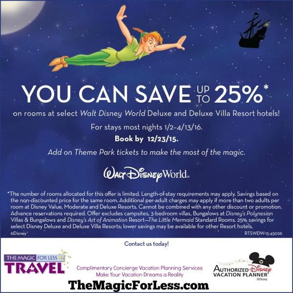 Save 25% on you Walt disney World Resort