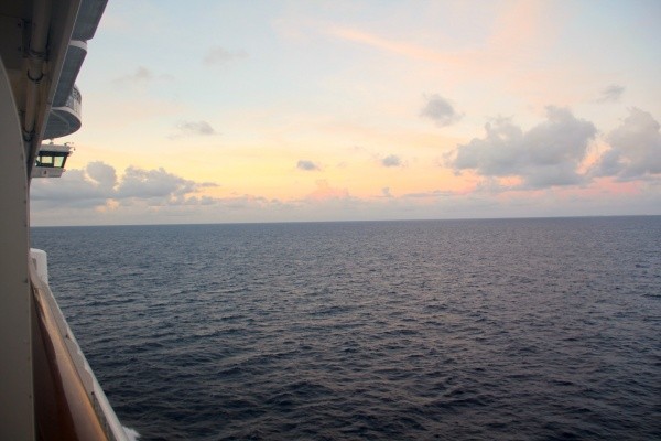 Disney Dream Verandah View at Sunrise Disney Dream view from Verandah on Deck 7 during Sunrise