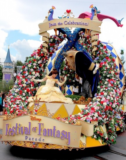 Disney Festival of Fantasy Parade - Magic Kingdom While the Disney Festival of Fantasy Parade is meant to celebrate Fantasyland, the stunningly detailed and colorful costuming makes this parade a must see.