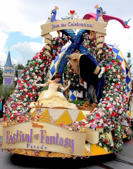 While the Disney Festival of Fantasy Parade is meant to celebrate Fantasyland, the stunningly detailed and colorful costuming makes this parade a must see. 