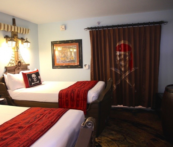 Disney's Caribbean Beach Resort Pirate Room with Pirate Themed Privacy Curtain