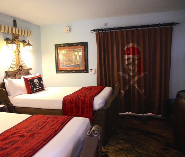 Disney's Caribbean Beach Resort Pirate Room with Pirate Themed Privacy Curtain Disney's Caribbean Beach Resort Pirate Room with Pirate Themed Privacy Curtain