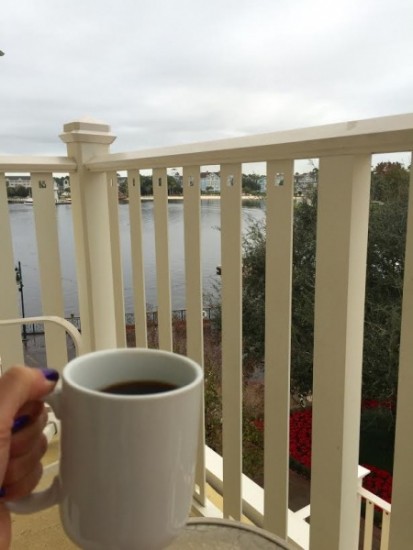 Coffee on the balcony at Boardwalk Villas