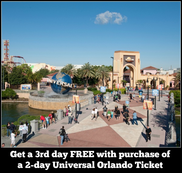 Universal Orlando Ticket Discount 3rd Day Free With a 2-Day Ticket