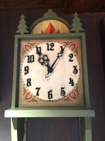 Frozen Adventures - Frozen Adventures - Norwegian accents like this carved clock with rose painting