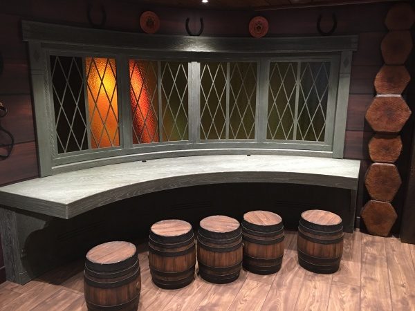 Disney Wonder Oceaneer Club - Frozen Adventures - Table with Oak Barrel Seating Frozen Adventures - Table with Oak Barrel Seating