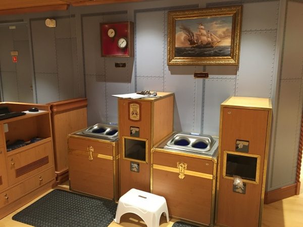 Hand washing stations located in the Oceaneer Lab. Similar stations are also in the Oceaneer Club.