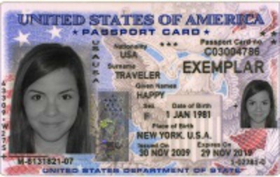 U.S. passport card not valid for international flights