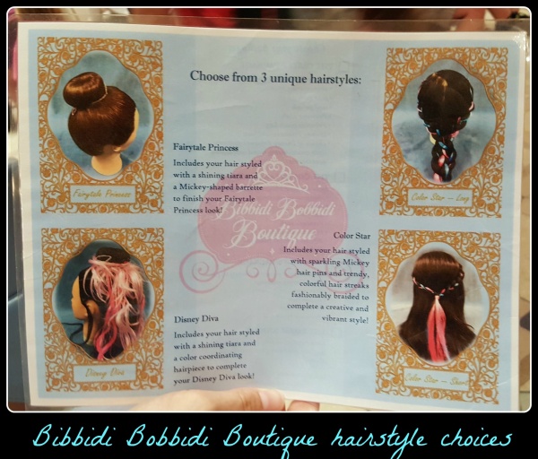 Bibbidi Bobbidi Boutique choosing a hairstyle