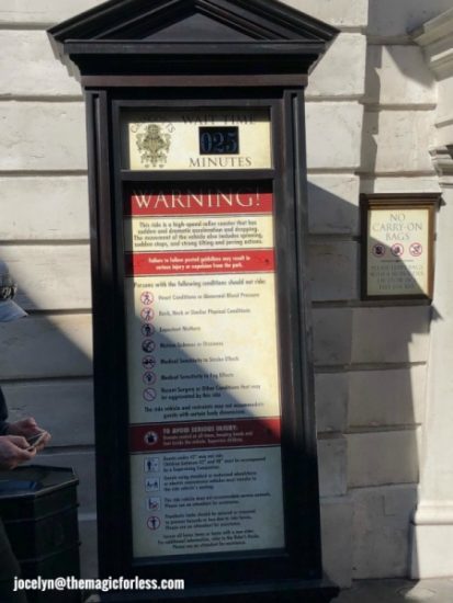 Escape From Gringotts Bank Warnings Motion Sickness Escape From Gringotts Bank Warnings