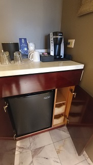 Mini-fridge and coffee maker