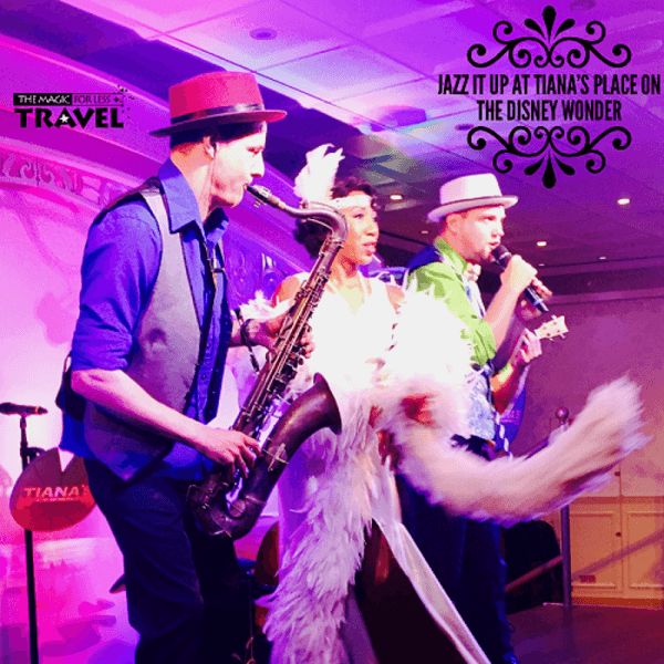 Tianas Place featuring Live Jazz on the Disney Wonder Jazz trio featured in Tiana's Place on the Disney Wonder