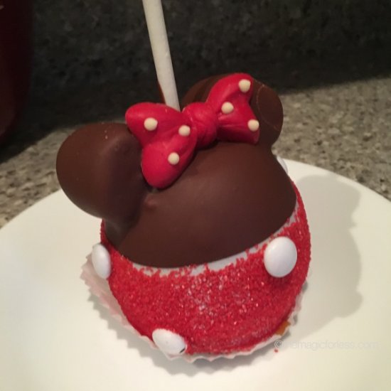 WDW Minnie Mouse Chocolate Covered Caramel Apple