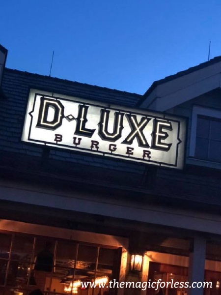D-Luxe Sign night Dining options at Disney Springs Quick Service Dining Disney Springs D-Luxe Burger Dining options at Disney Springs