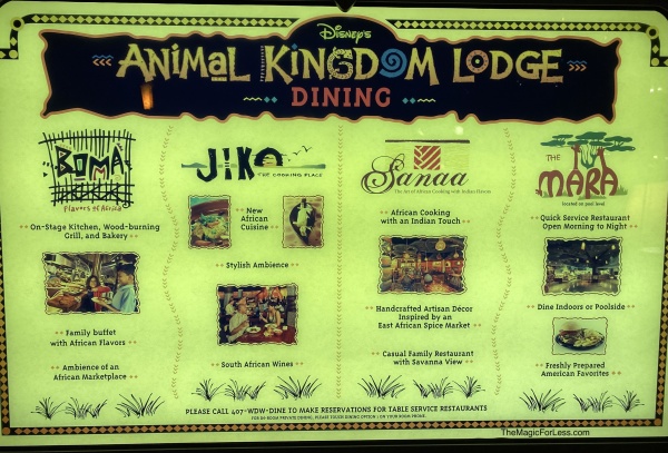 Dining Options at Jambo House and Kidani Village