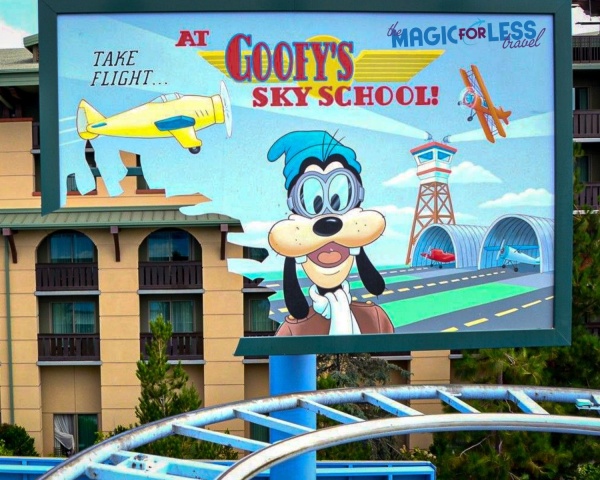 Disneyland Thrill Ride - Sign for Goofy's Sky School at Disney California Adventure Park