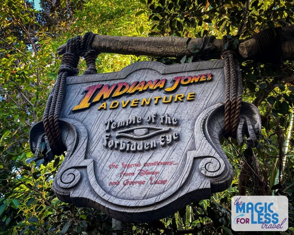 Disneyland Thrill Ride - Indiana Jones Adventure Entrance Sign in Adventureland at Disneyland