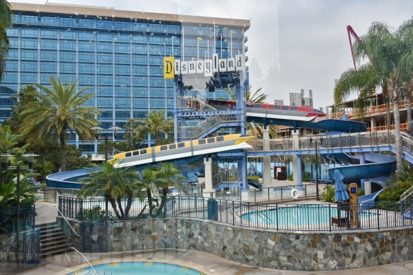 Th Monorail water slides at Disneyland Hotel at Disneyland Resort