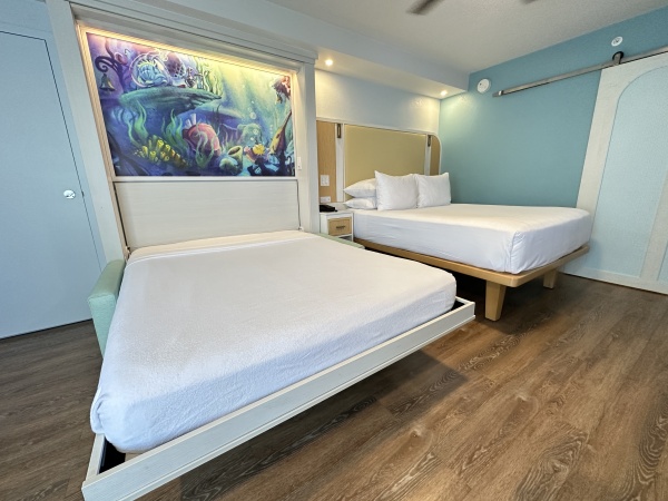 Little Mermaid rooms at Disney's Caribbean Beach queen bed and queen pull down