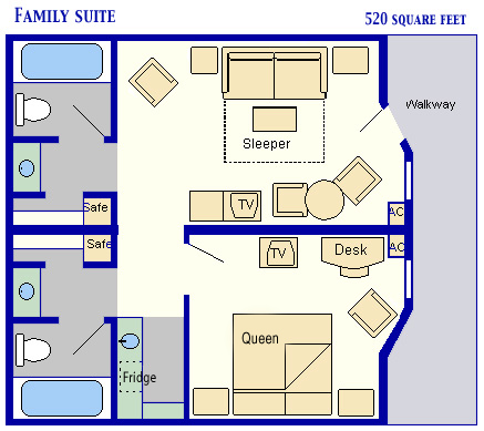 Disney's All-Star Music Resort Family Suite Room Layout