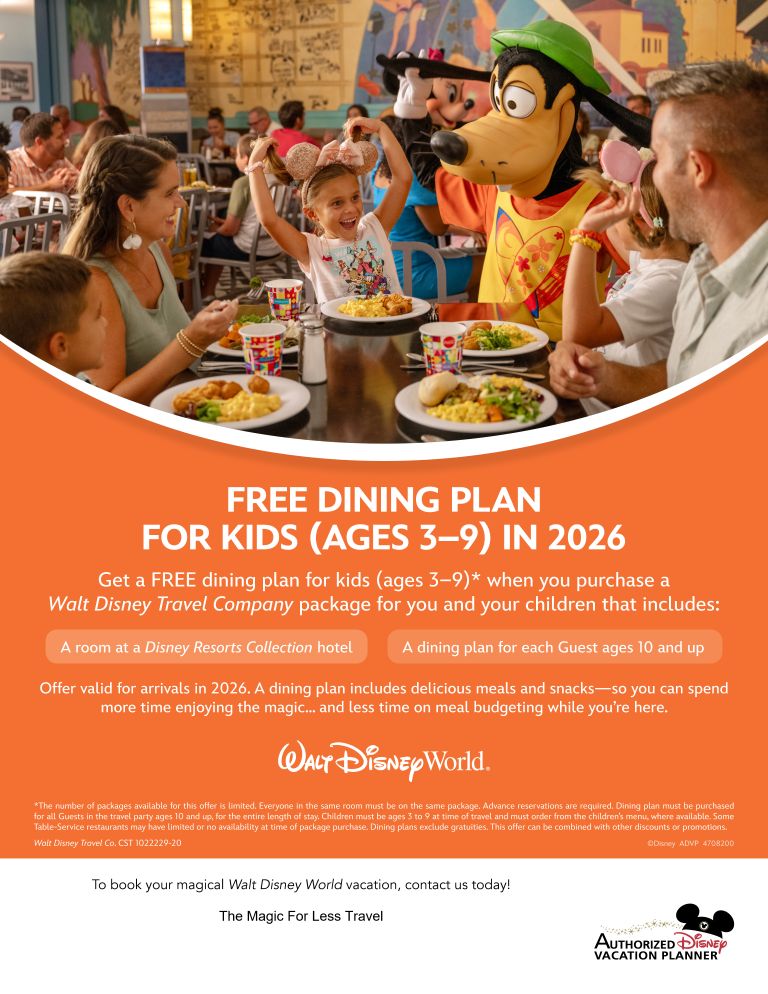 WDW 2026 Kids Free Dining Package