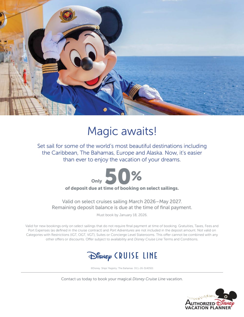 Disney Cruise Line Limited Time Special Offer